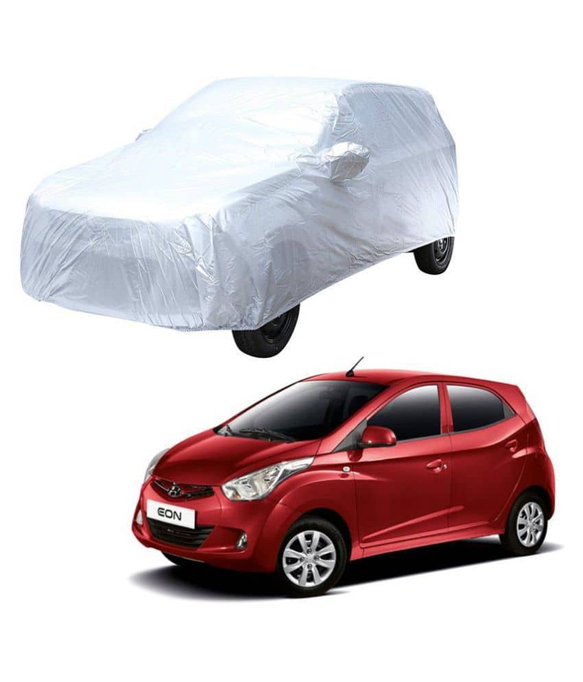 Autoretail Silver Color Dust Proof Car Body Polyster Cover With Mirror Pocket Polyster For Hyundai Eon