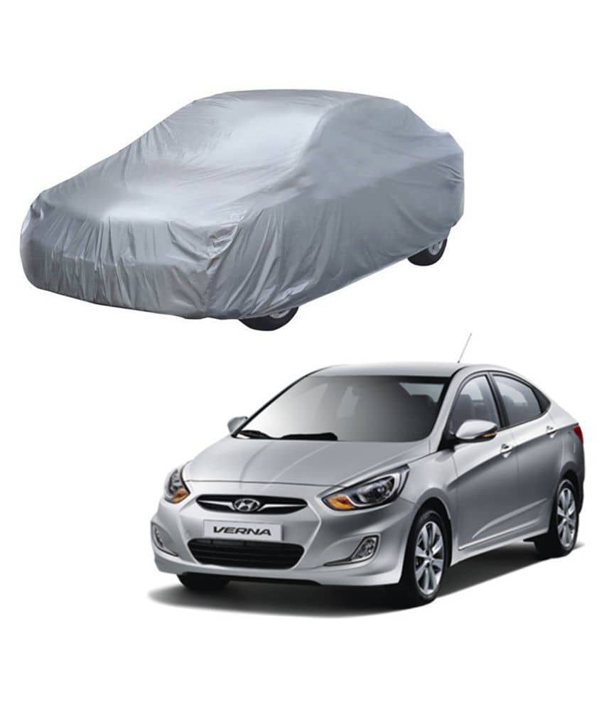 Autoretail Silver Color Dust Proof Car Body Polyster Cover Without Mirror Pocket Polyster For Hyundai Fluidic Verna 4S