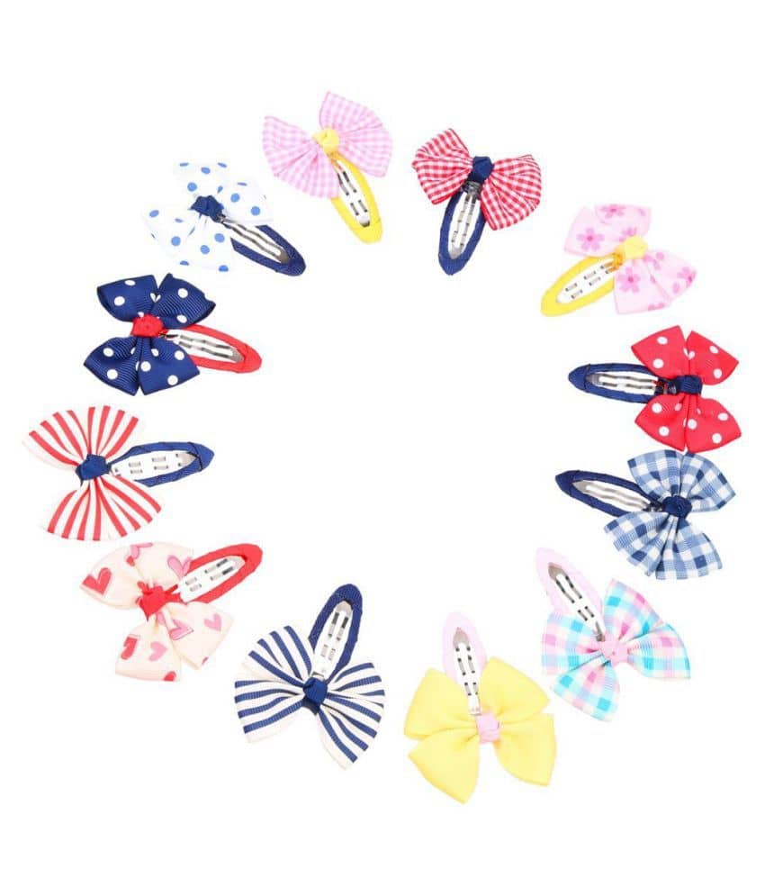 FOK Bowtie Snap Tic-Tac Hair Clips for Girls (12 Pieces) - Jewellery Sets | Buy online on ZillyBuy