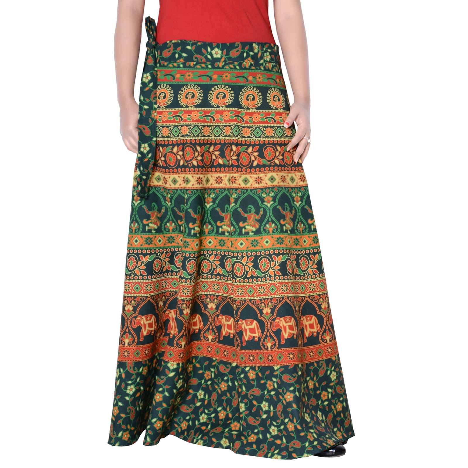     			Sttoffa Cotton Wrap Skirt - Green