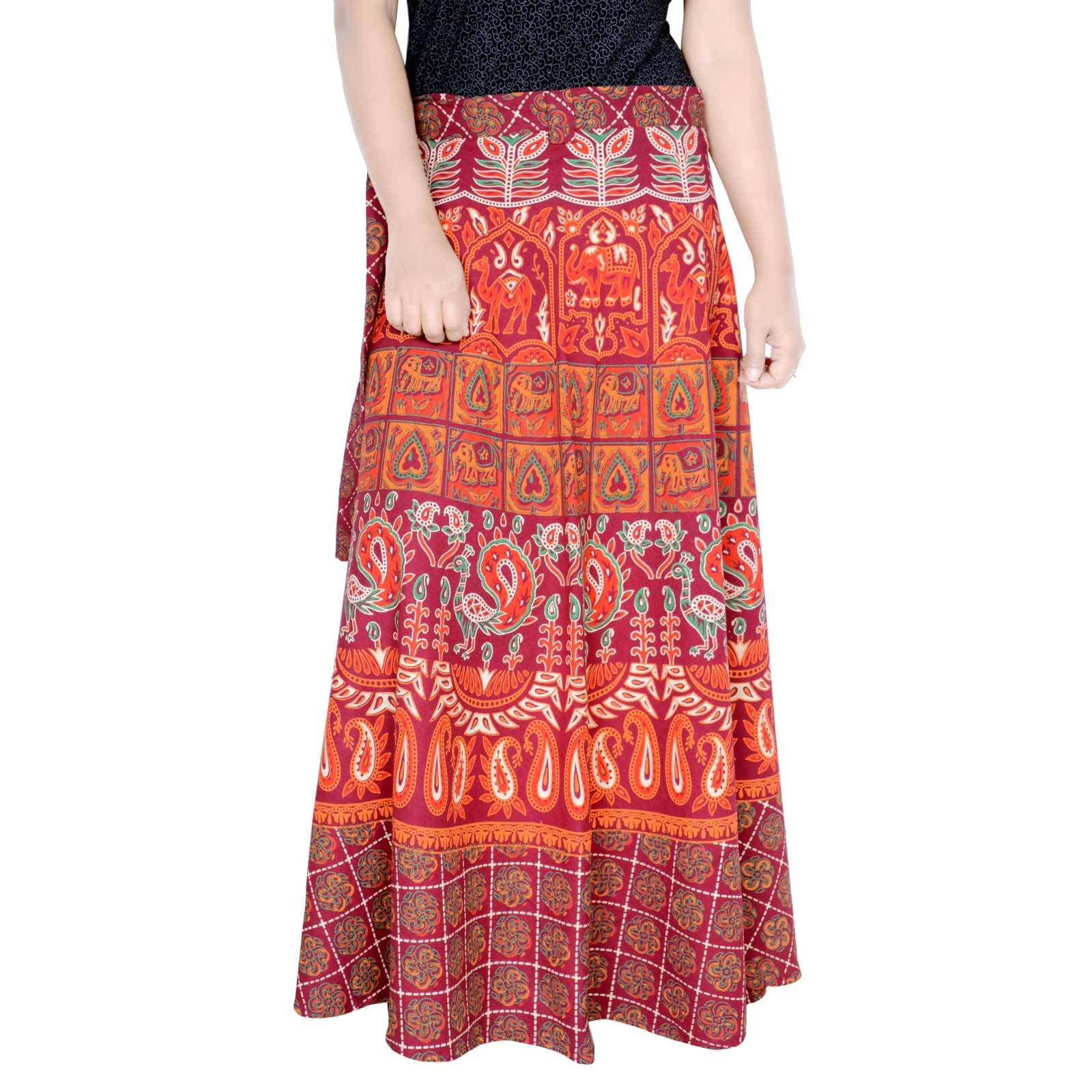 Sttoffa Cotton Wrap Skirt - Maroon Sttoffa Cotton Wrap Skirt - Maroon