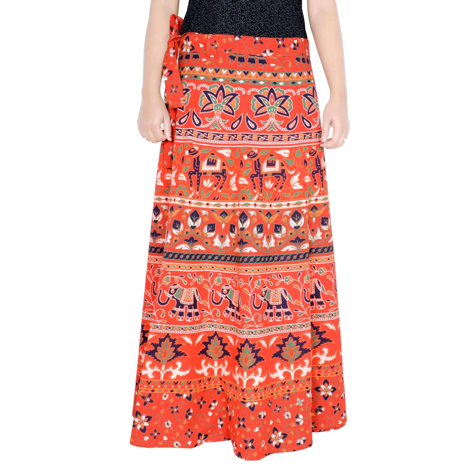 Sttoffa Cotton Wrap Skirt - Orange     			Sttoffa Cotton Wrap Skirt - Orange