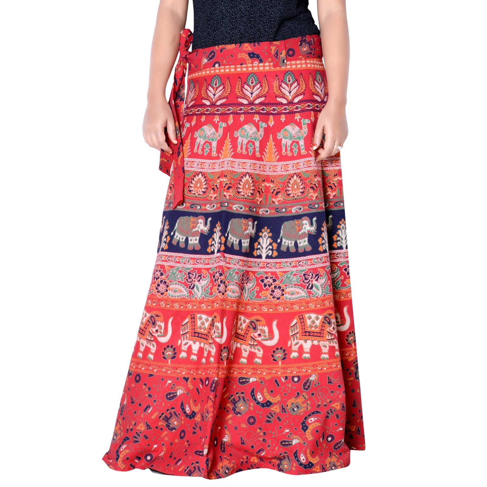 Sttoffa Cotton Wrap Skirt - Red     			Sttoffa Cotton Wrap Skirt - Red
