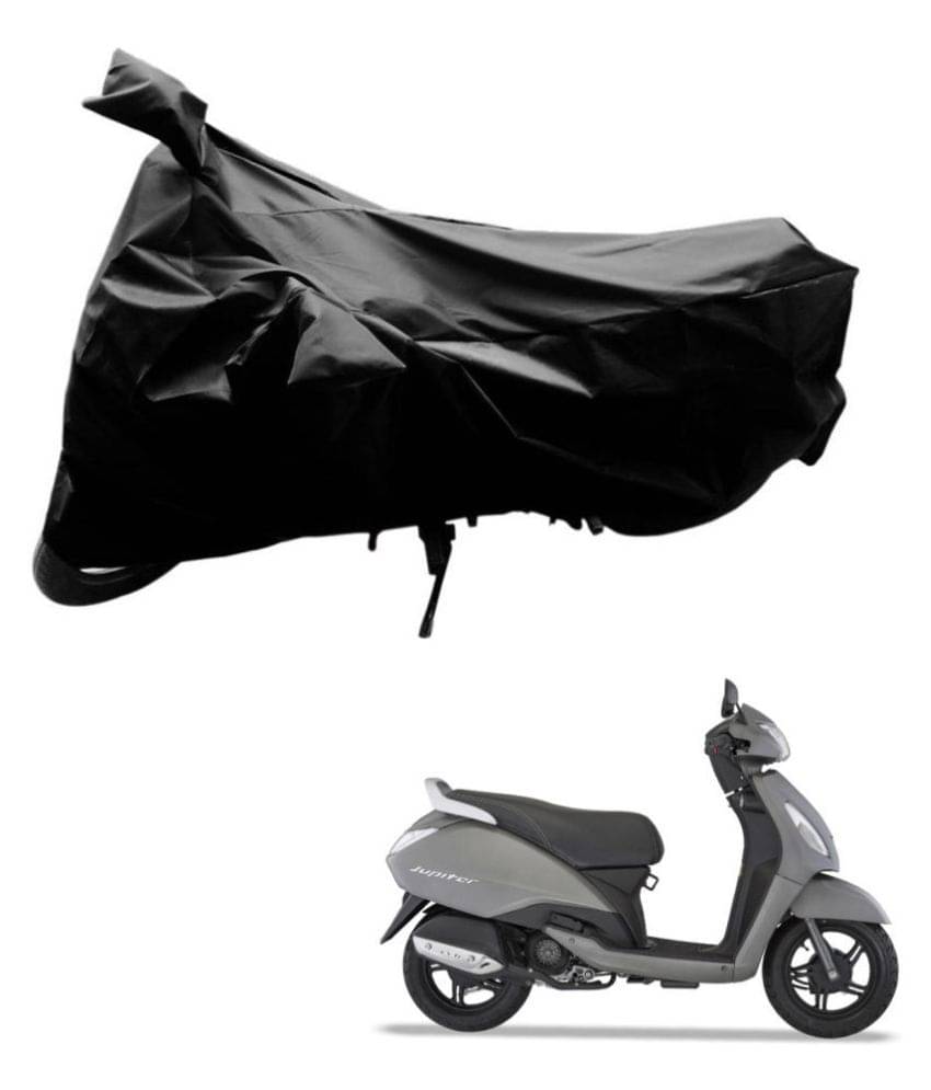     			AutoRetail Dust Proof Two Wheeler Polyster Cover for TVS  Jupiter (Mirror Pocket, Black Color)