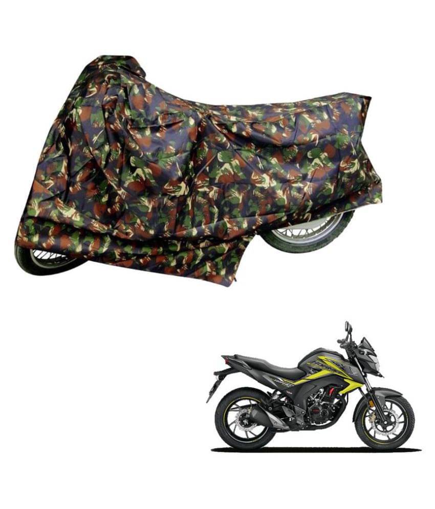 AutoRetail Dust Proof Two Wheeler Polyster Cover for Honda CB Hornet 160R (Mirror Pocket, Jungle Color) AutoRetail Dust Proof Two Wheeler Polyster Cover for Honda CB Hornet 160R (Mirror Pocket, Jungle Color)