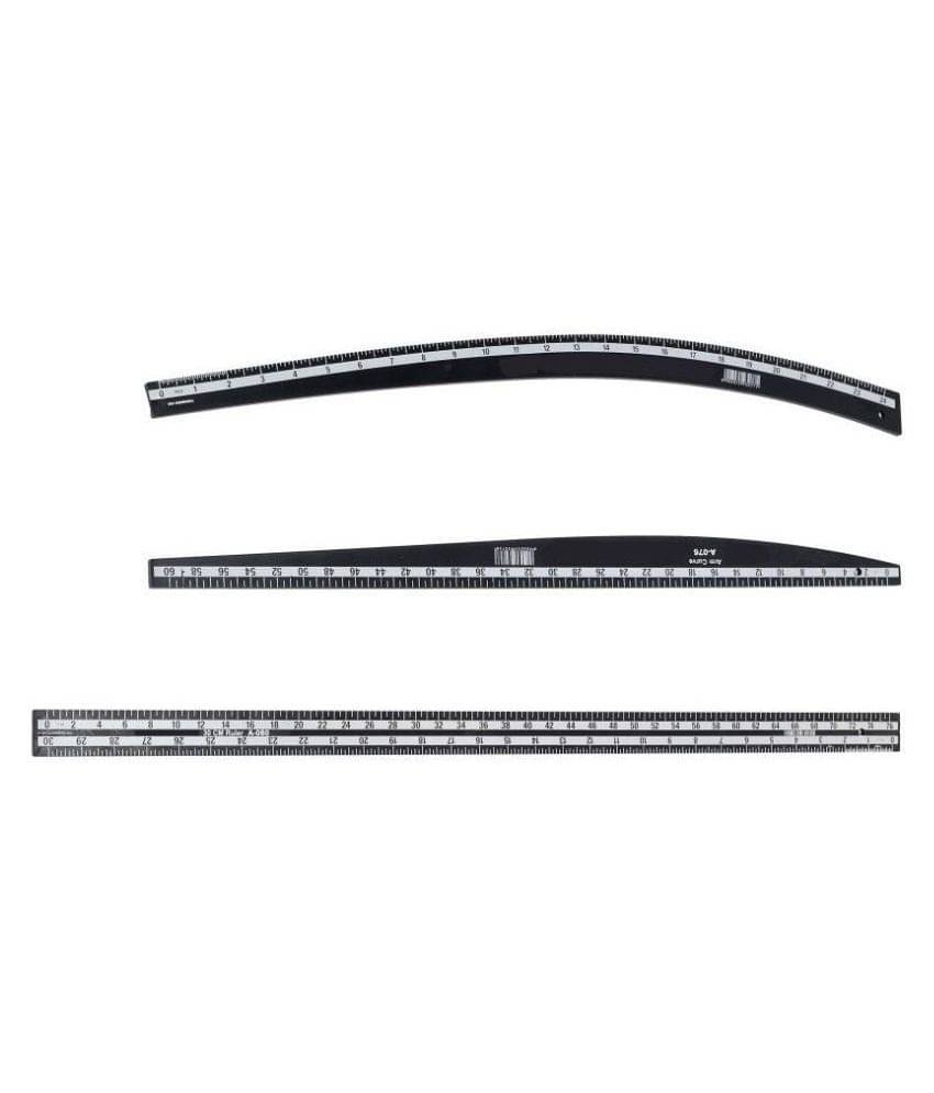     			Fashion Designing Tailoring Hard Plastic Scale with Arm Curve, Hip Curve and Long Ruler, Set of 3 Scales