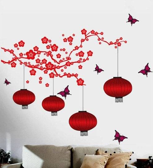     			Decor Villa RED TREE Nature Sticker ( 81 x 91 cms )