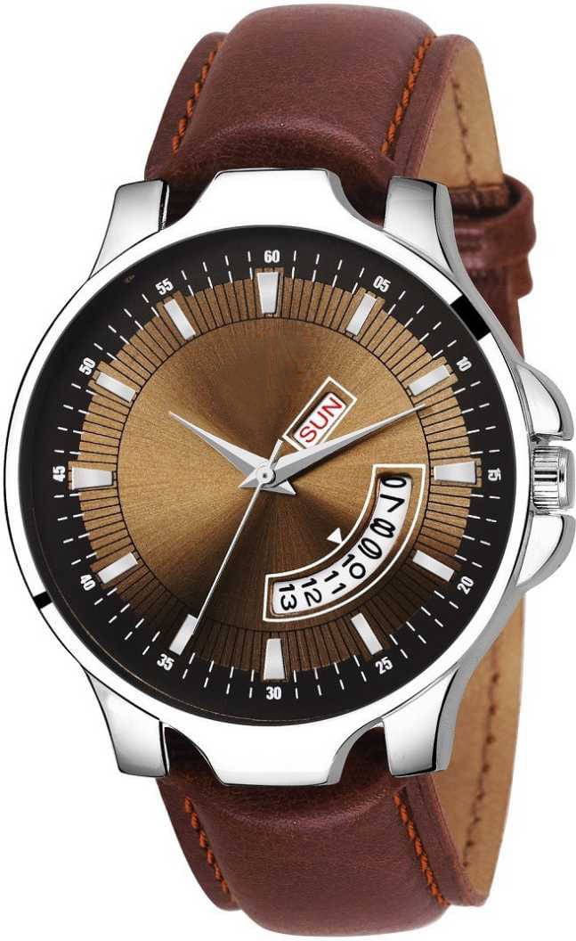     			newmen 2048 Day and Date Leather Analog Men's Watch