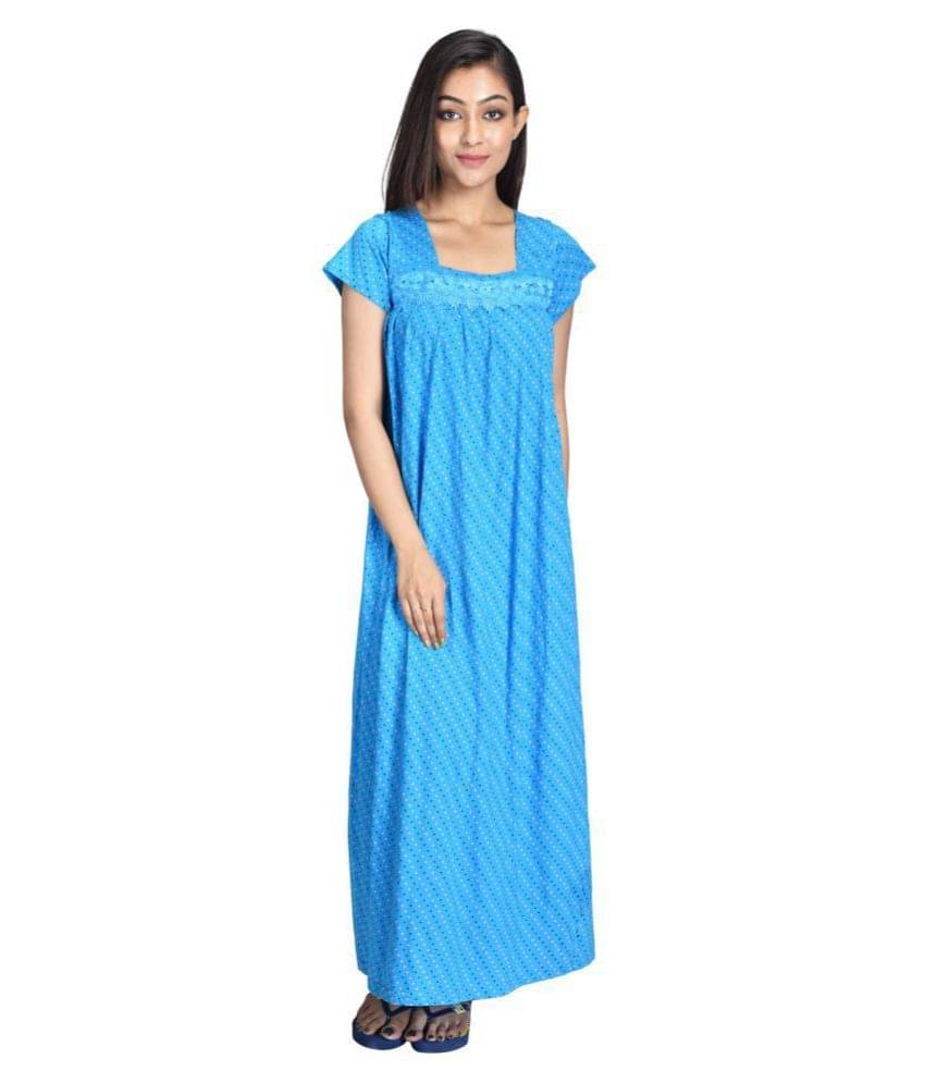     			Piyali's Creation Cotton Nighty & Night Gowns - Blue