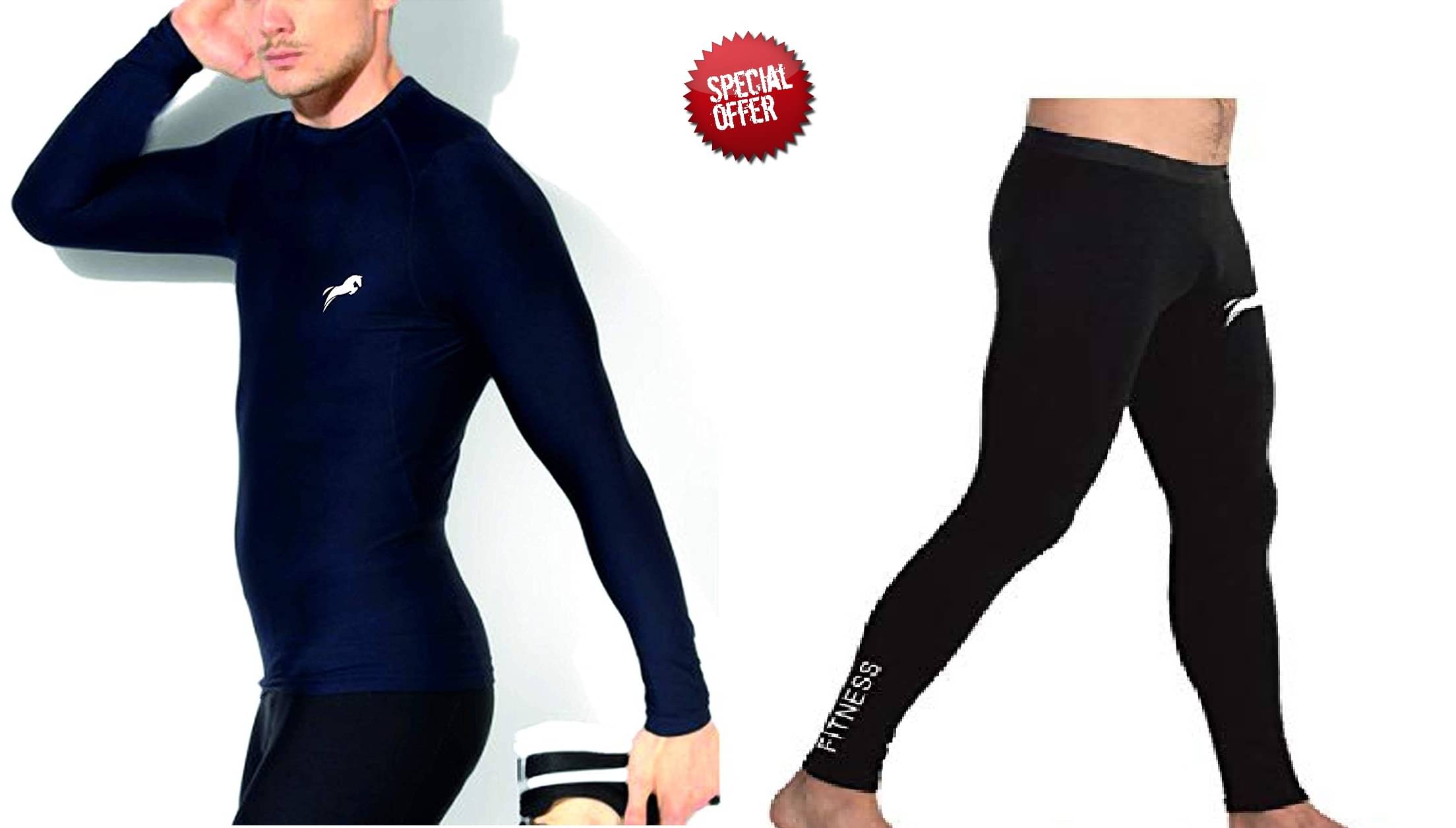     			Just Rider Compression T-Shirt, Top Full Sleeve & Full Length Compression Lower Tights (Pack of 2)