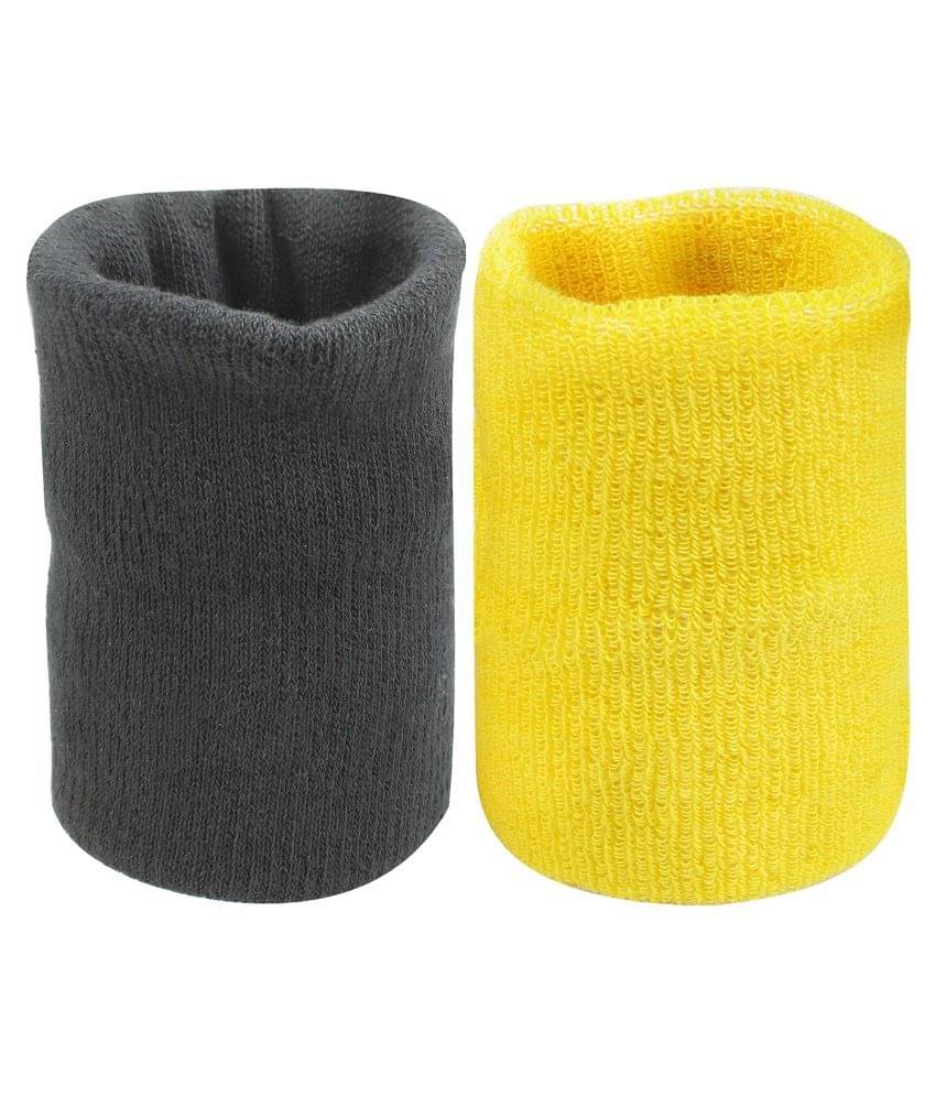     			Neska Moda Unisex Black And Yellow Pack Of 2 Cotton Wrist Band