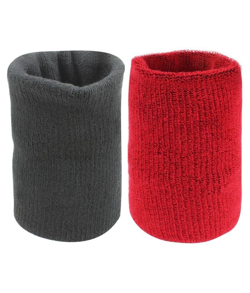     			Neska Moda Unisex Black And Maroon Pack Of 2 Cotton Wrist Band