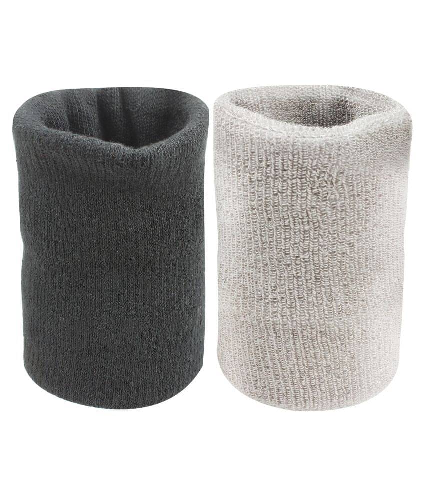     			Neska Moda Unisex Black And Grey Pack Of 2 Cotton Wrist Band