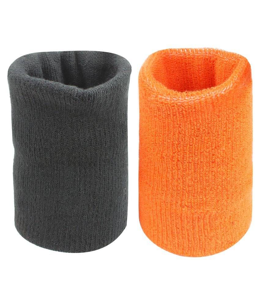     			Neska Moda Unisex Black And Orange Pack Of 2 Cotton Wrist Band