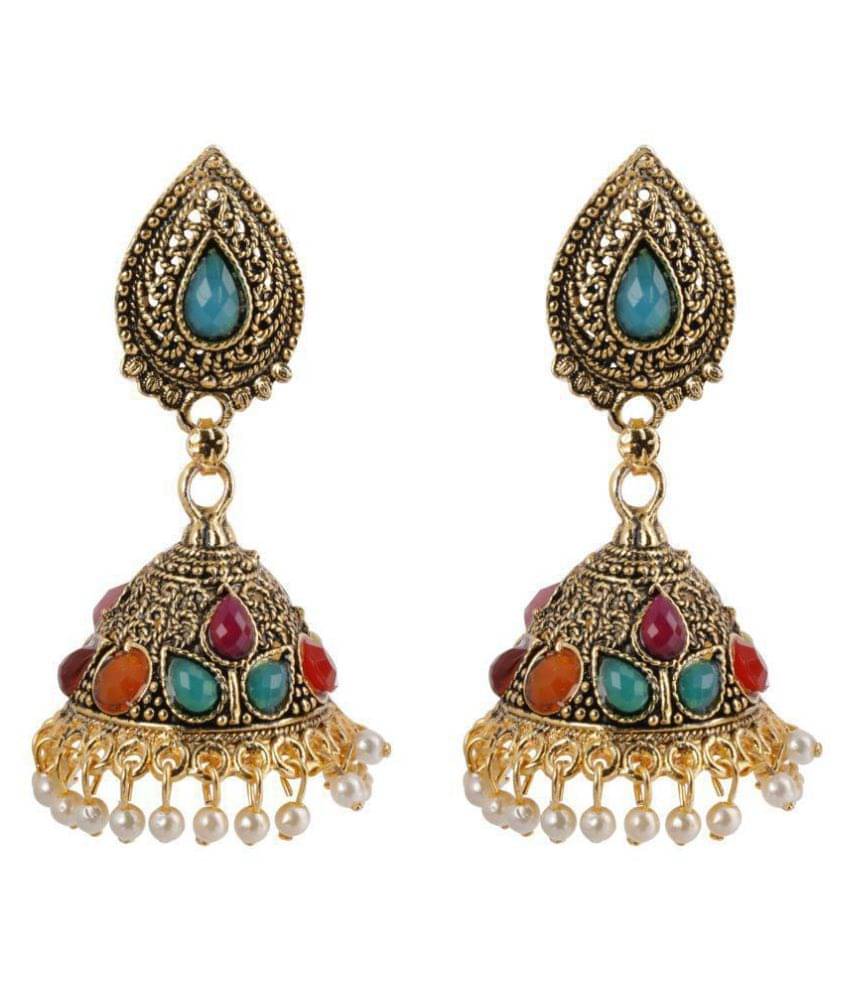     			Silver Shine Attractive Multicolor Dangle Drop Jhumki Earrings.