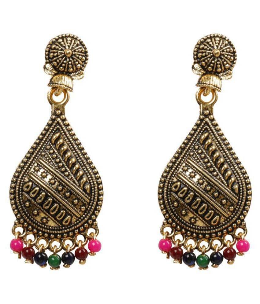     			Silver Shine Dazzling Multicolor Dangle Drop Multi Bead Earrings .