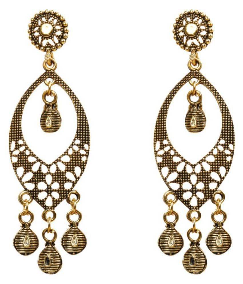    			Silver Shine Pretty Golden Multi Drop Designer Earrings .