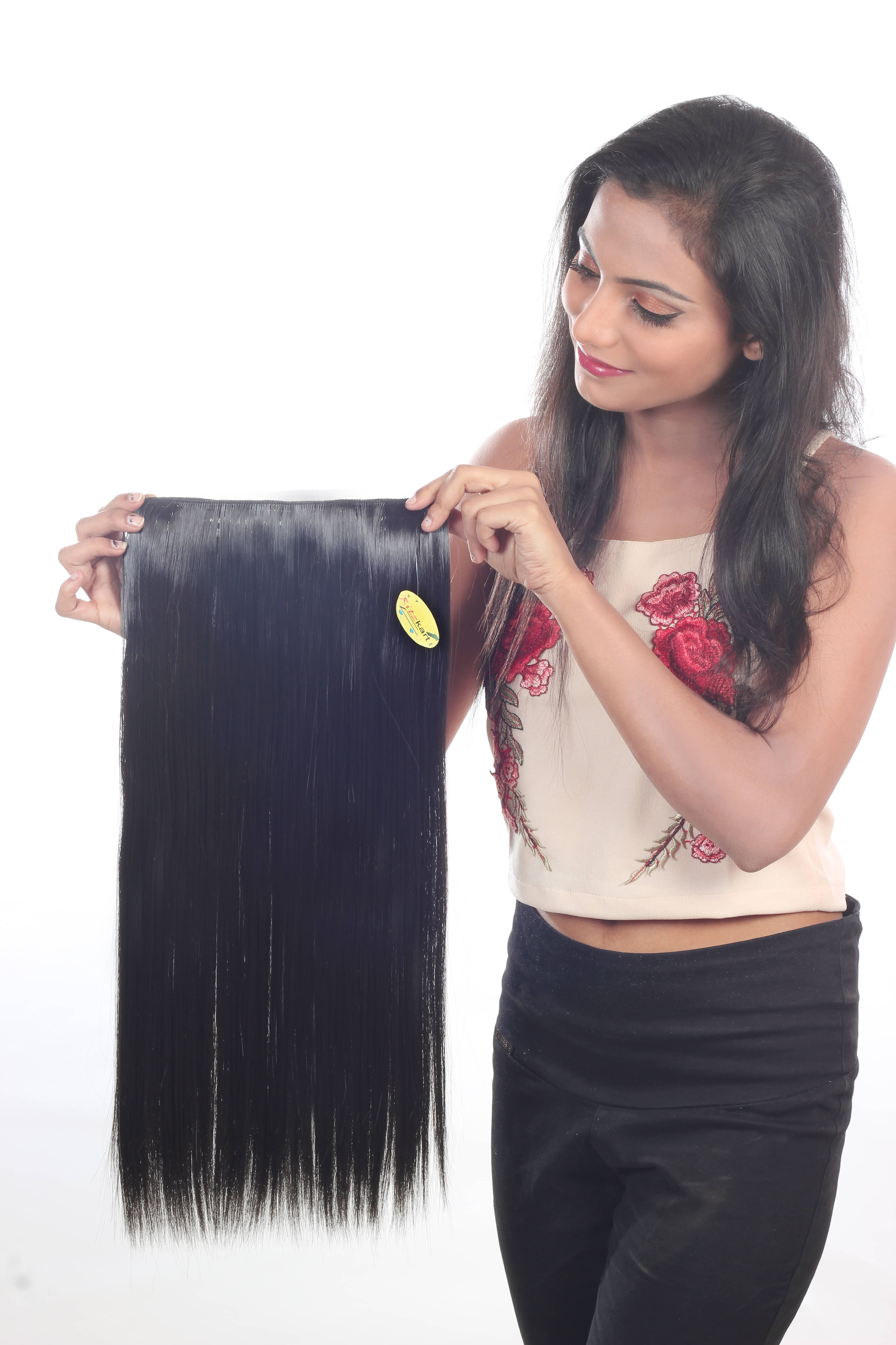     			RITZKART Clip In Hair Extension Natural Black 25 inch long