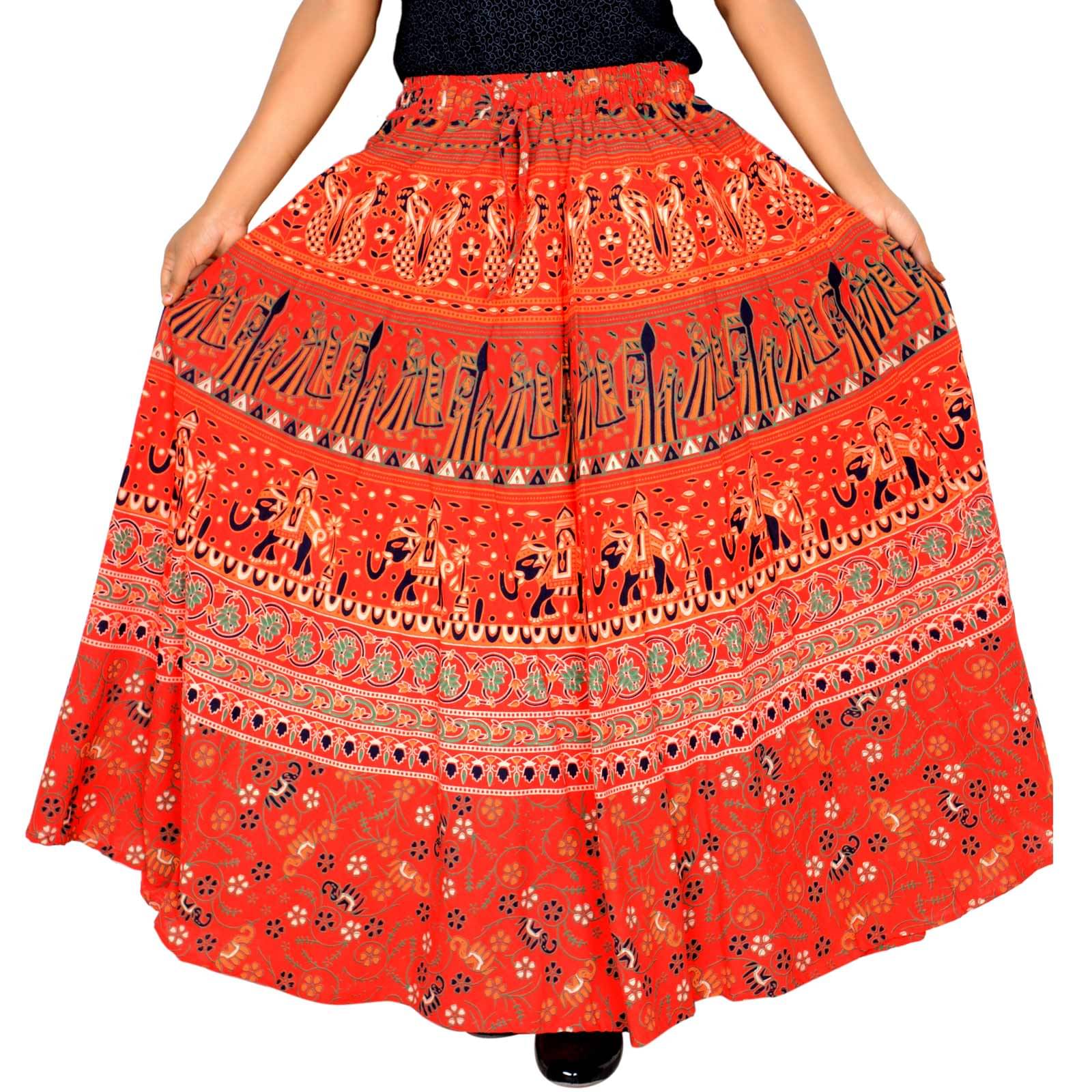 Sttoffa Cotton Wrap Skirt - Orange     			Sttoffa Cotton Wrap Skirt - Orange