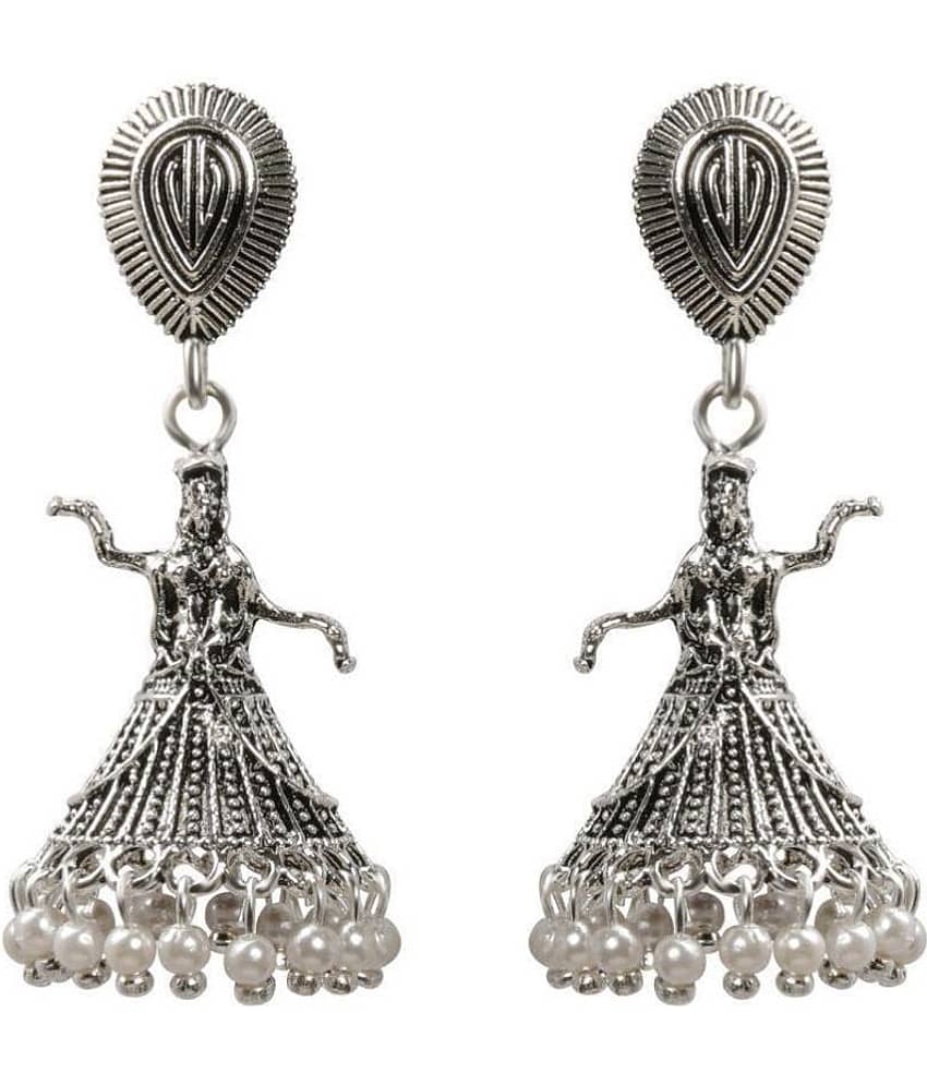 Silver Shine Attractive Silver Dancing Women Jhumki Earrings. - Earrings | Buy online on ZillyBuy
