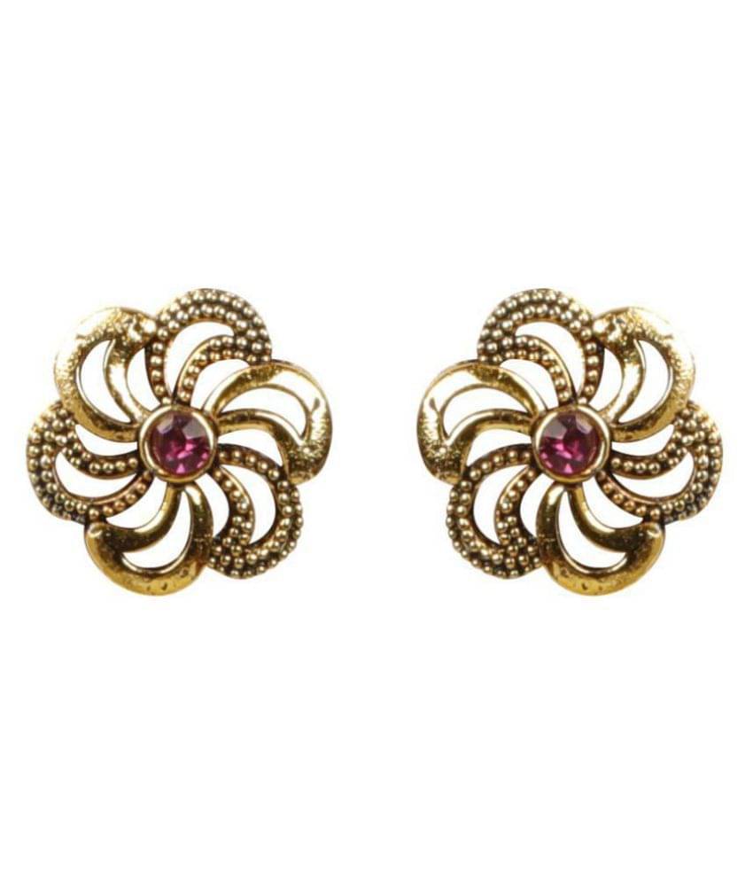    			Silver Shine Graceful Pink Flower Stud Earrings.