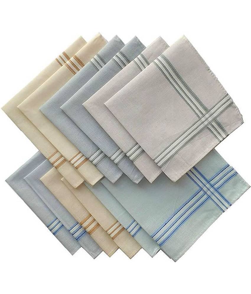 100% Cotton Handkerchief For Men Set of 12 PCs_size (Multicolor with Strips) - Jewellery Sets | Buy online on ZillyBuy