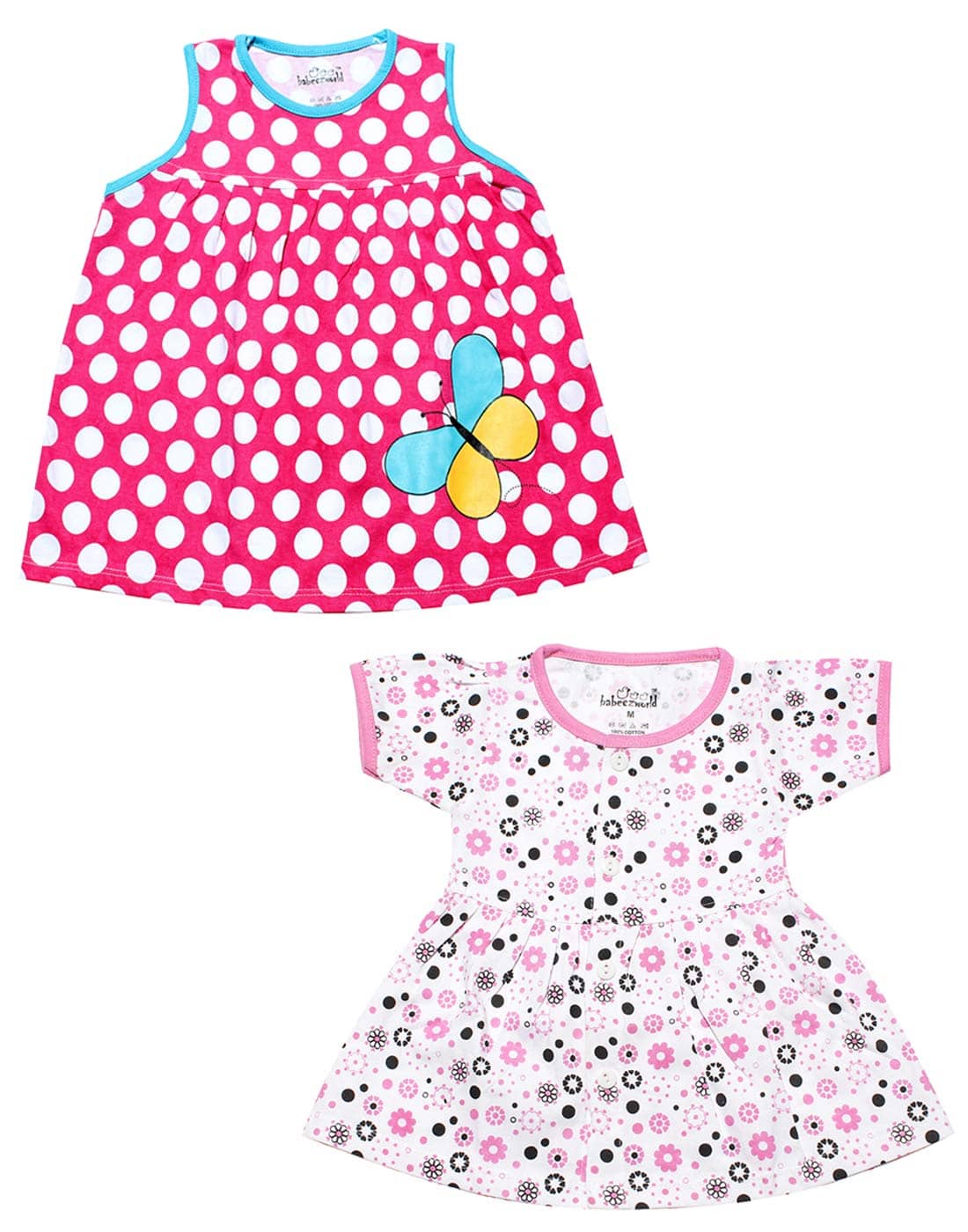 Babeezworld Baby Girls 100% Cotton Frocks ( Multi )