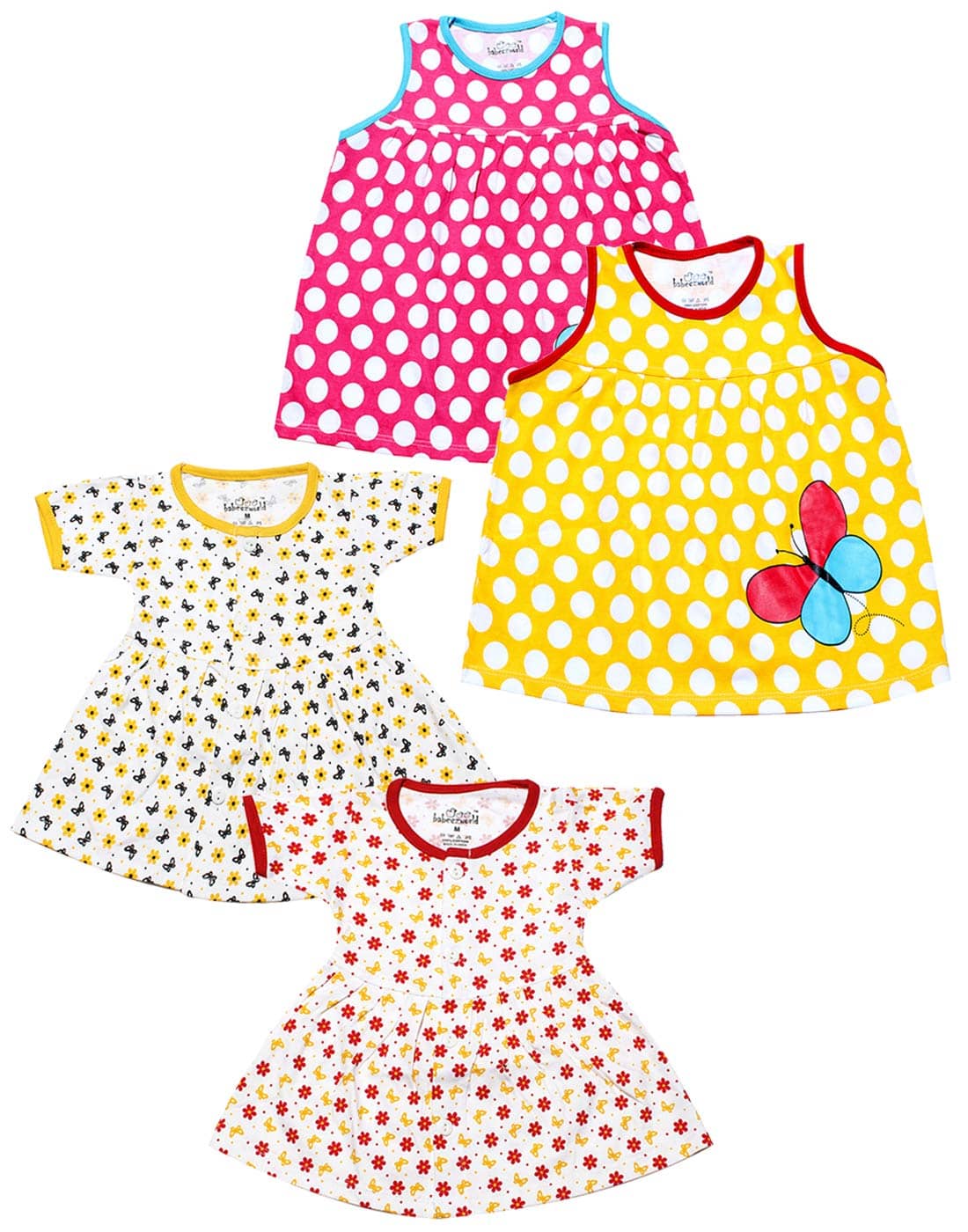 Babeezworld Baby Girls 100% Cotton Frocks ( Multi )