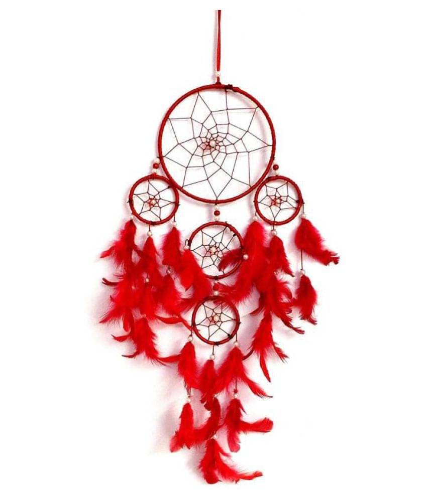 RUDRA COLLECTION 5 Rings Dream Catcher attracts Positive Dreams with Colorful Feathe RUDRA COLLECTION 5 Rings Dream Catcher attracts Positive Dreams with Colorful Feathe
