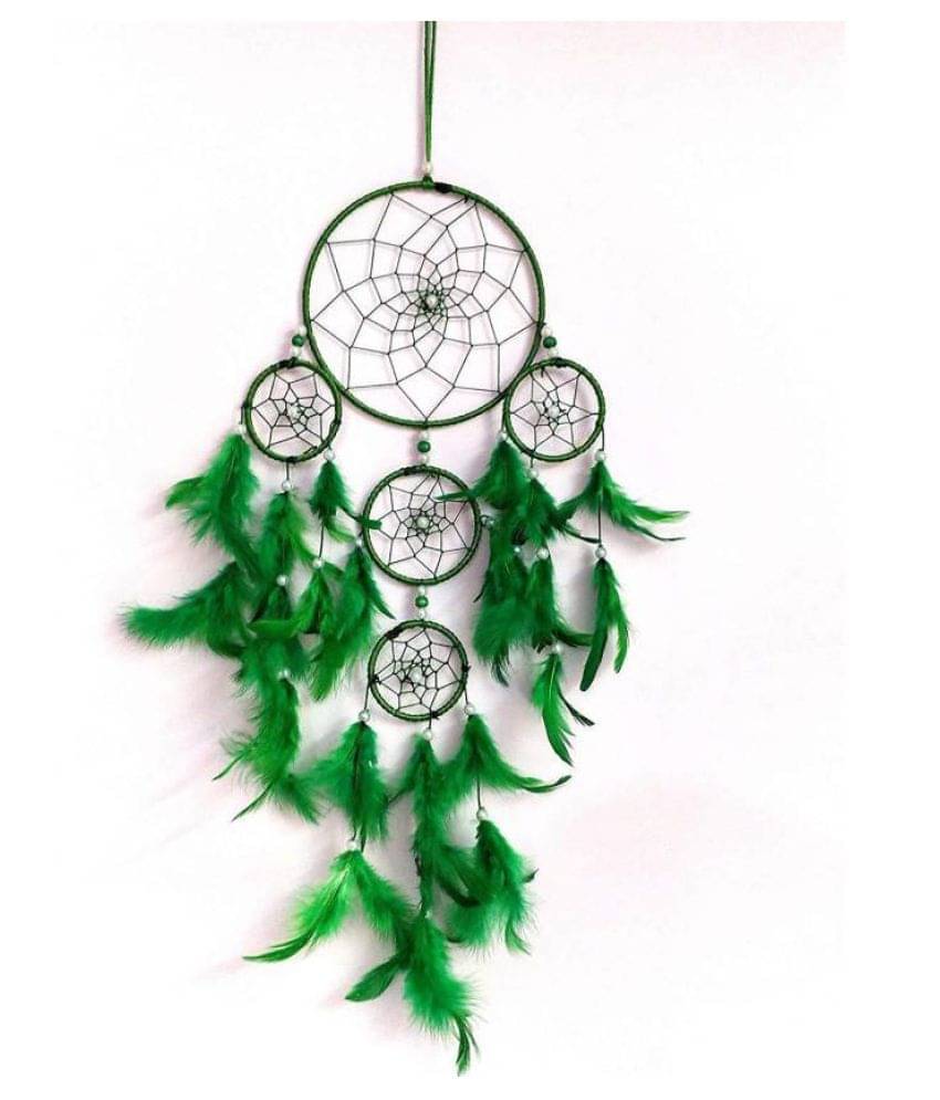 RUDRA COLLECTION 5 Rings Green Dream Catcher attracts Positive Dreams     			RUDRA COLLECTION 5 Rings Green Dream Catcher attracts Positive Dreams