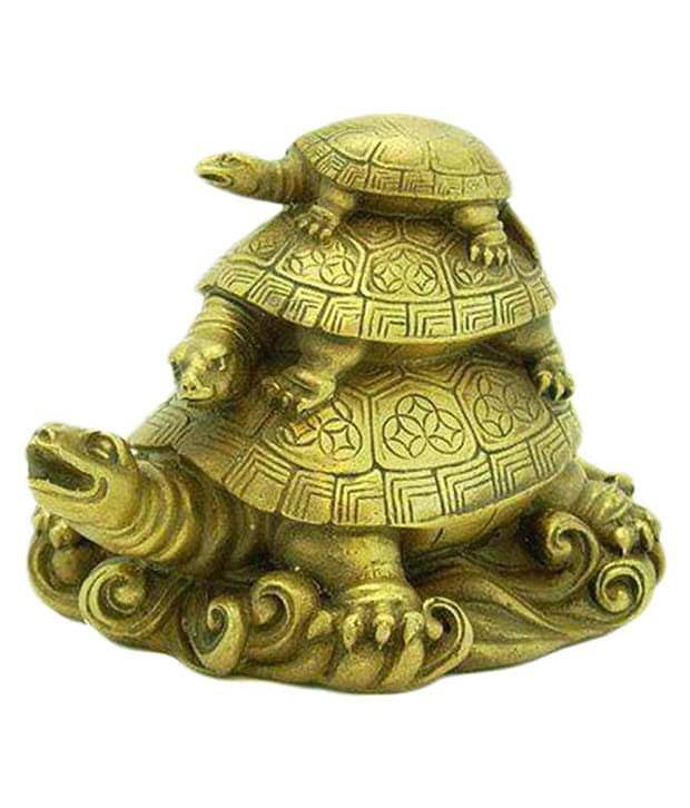    			Udaan  Golden Three Tiered Feng Shui Tortoises