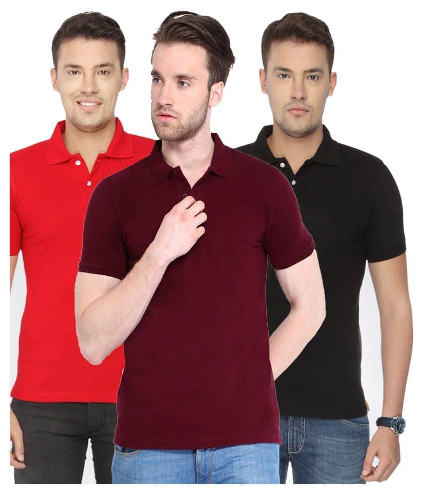 KETEX Polyester Cotton Multicolor Plain Polo T Shirt KETEX Polyester Cotton Multicolor Plain Polo T Shirt