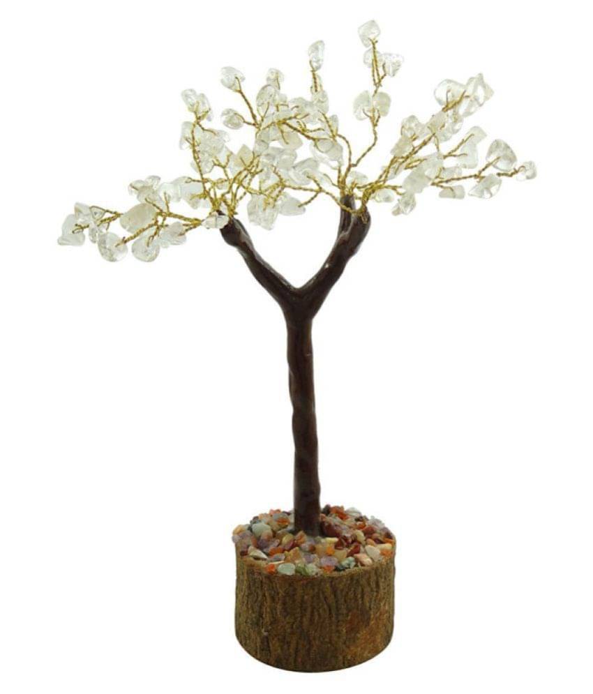 RAJATNAVI COLLECTION White Clear Stone Natural Agate Stone Tree RAJATNAVI COLLECTION White Clear Stone Natural Agate Stone Tree