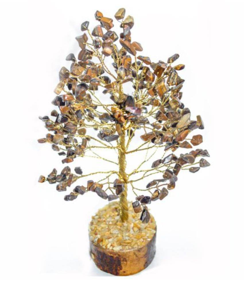     			YUVI COLLECTION Yellow and Brown Tiger Eye Natural Agate Stone Tree