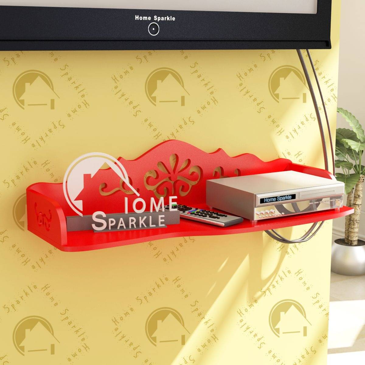     			Home Sparkle Carved Set Top Box Holder/Wifi Modem Stand, Suitable For Living Room/ Bedroom ( Designed By Craftsman)