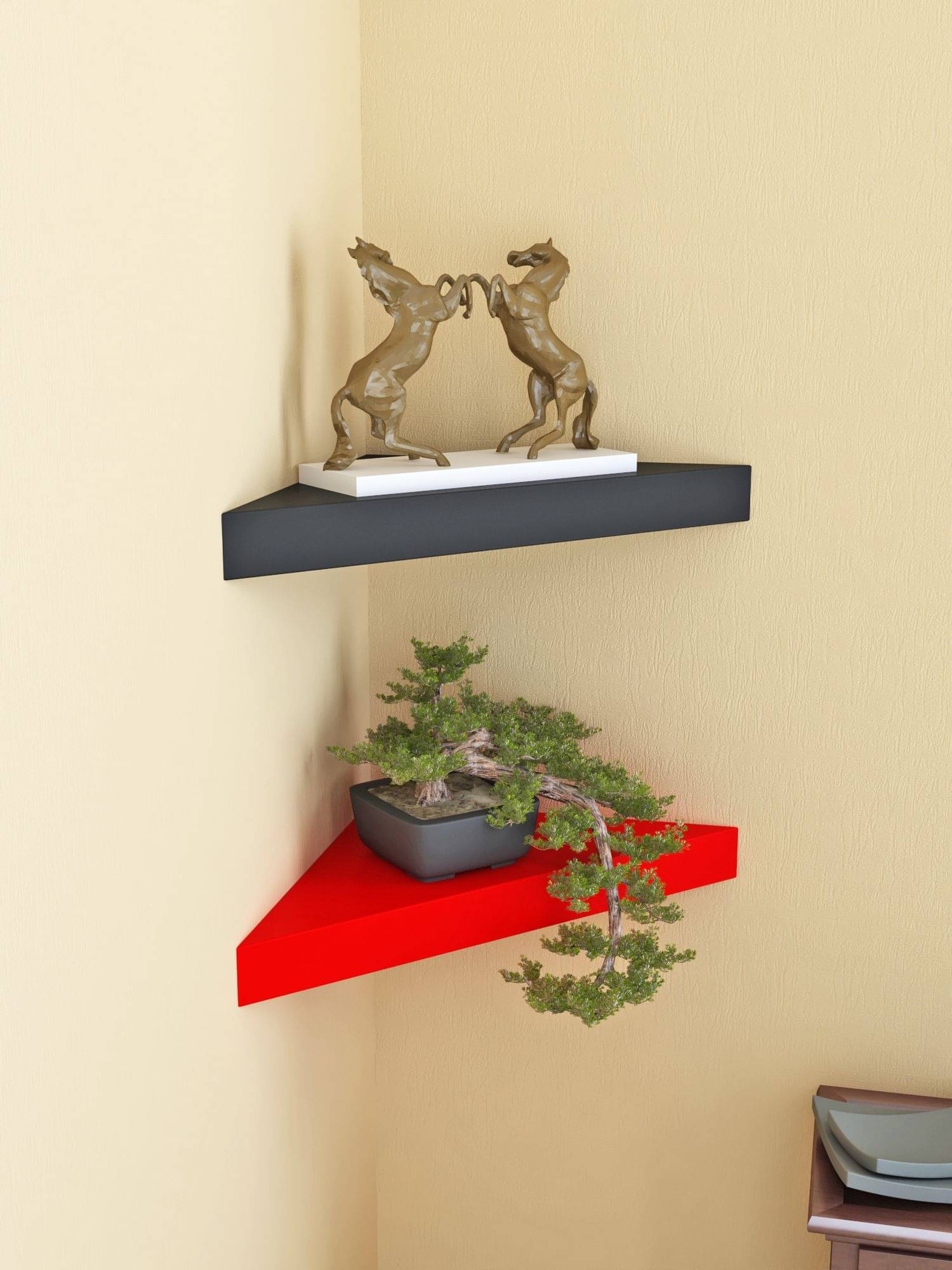 Home Sparkle MDF Decorative Corner Wall Shelves, Suitable For Living Room/Bed Room-Set of 2 (Designed By Craftsman)     			Home Sparkle MDF Decorative Corner Wall Shelves, Suitable For Living Room/Bed Room-Set of 2 (Designed By Craftsman)