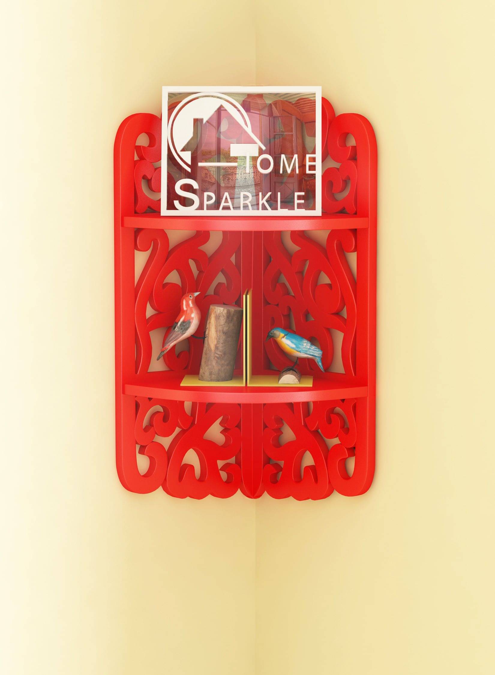 Home Sparkle MDF Decorative Corner Wall Shelves, 2 Tier, Carved Design, Suitable For Living Room/Bed Room (Designed By Craftsman) Home Sparkle MDF Decorative Corner Wall Shelves, 2 Tier, Carved Design, Suitable For Living Room/Bed Room (Designed By Craftsman)