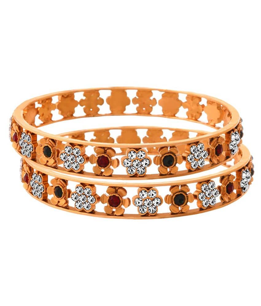 JFL - Fab Floral One Gram Gold Plated Designer Bangles for Girl and Women. - Bangles & Bracelets | Buy online on ZillyBuy