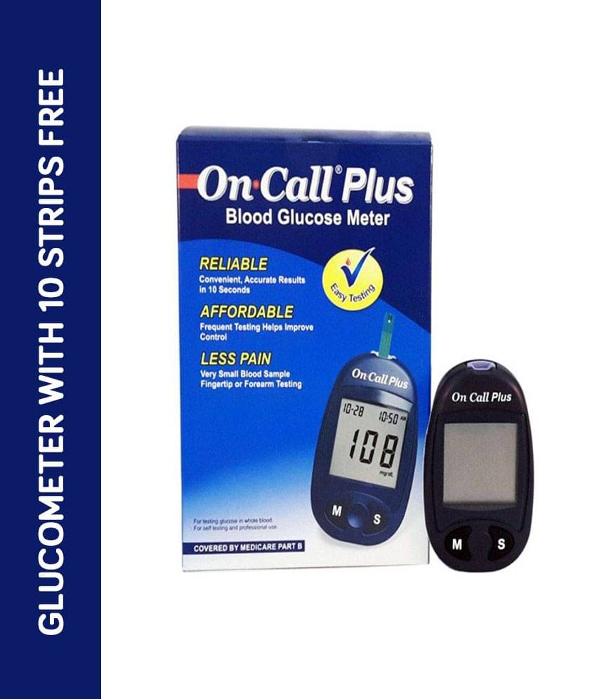 On Call Plus Glucometer With 10 Gluco Strip Acon On Call Plus Glucometer With 10 Gluco Strip Acon