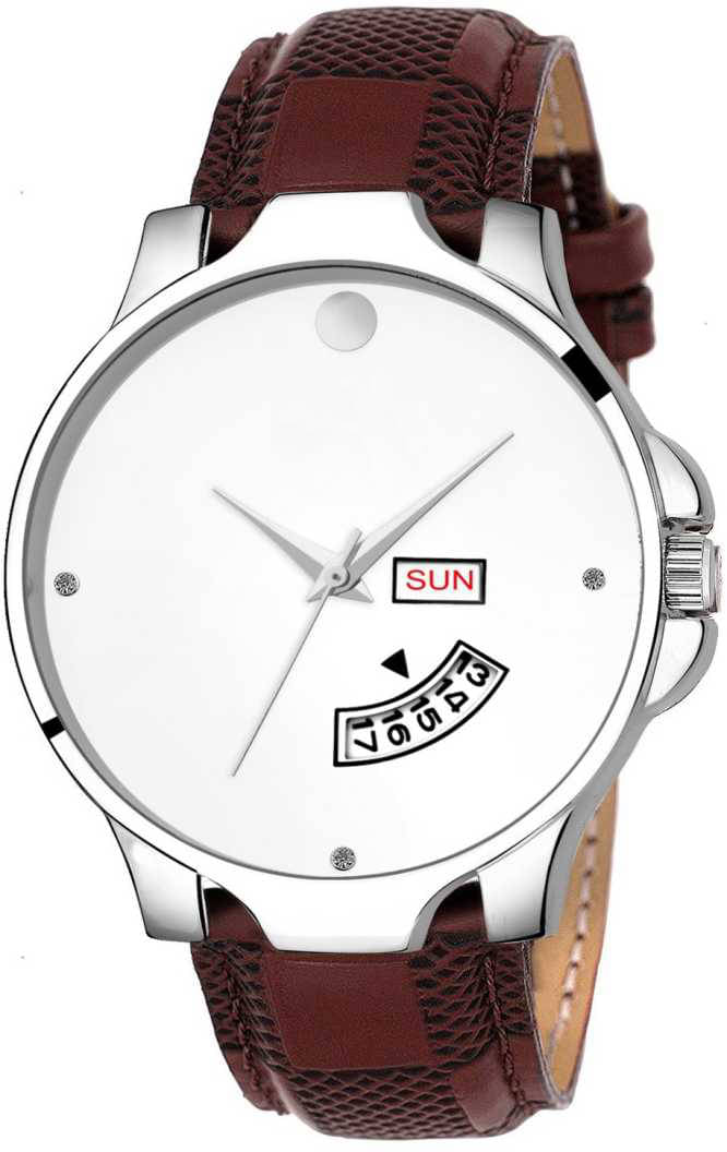     			newmen - Brown Leather Analog Men's Watch