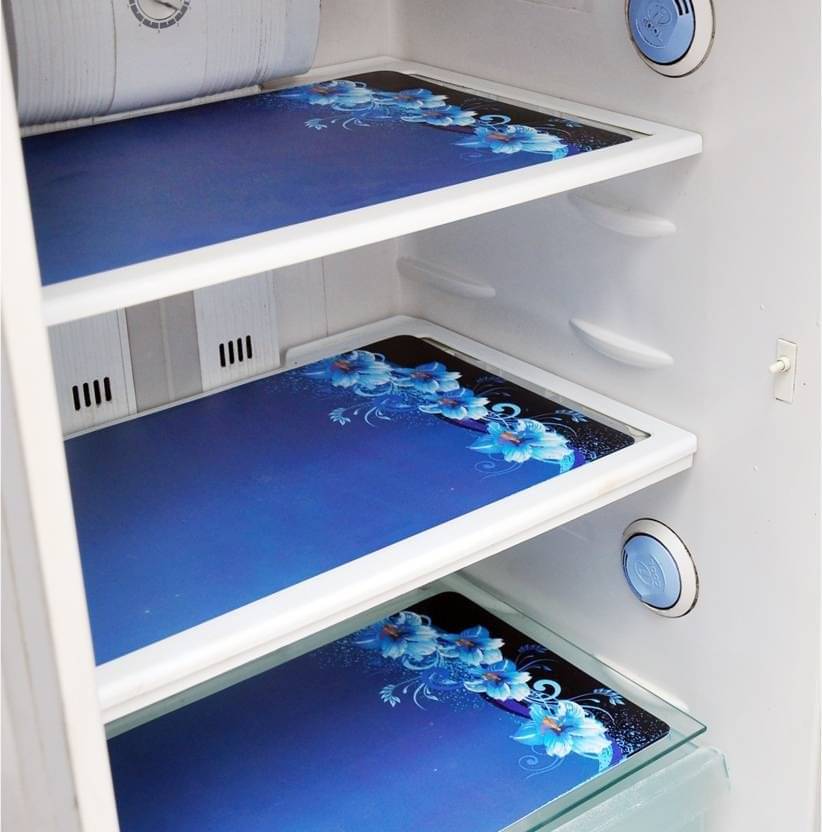     			Set of 3 PVC Blue Fridge Mats