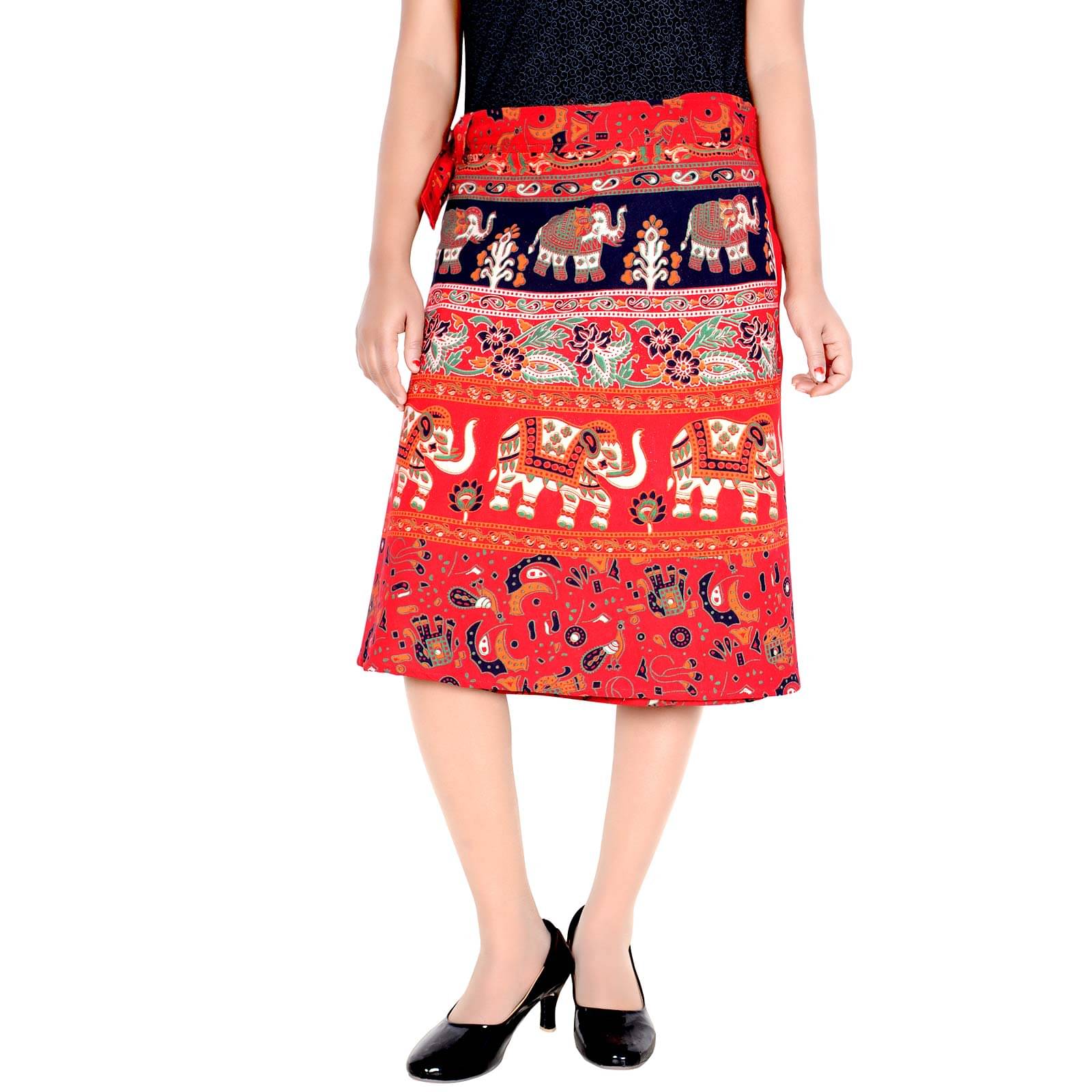 Sttoffa Cotton Wrap Skirt - Red Sttoffa Cotton Wrap Skirt - Red