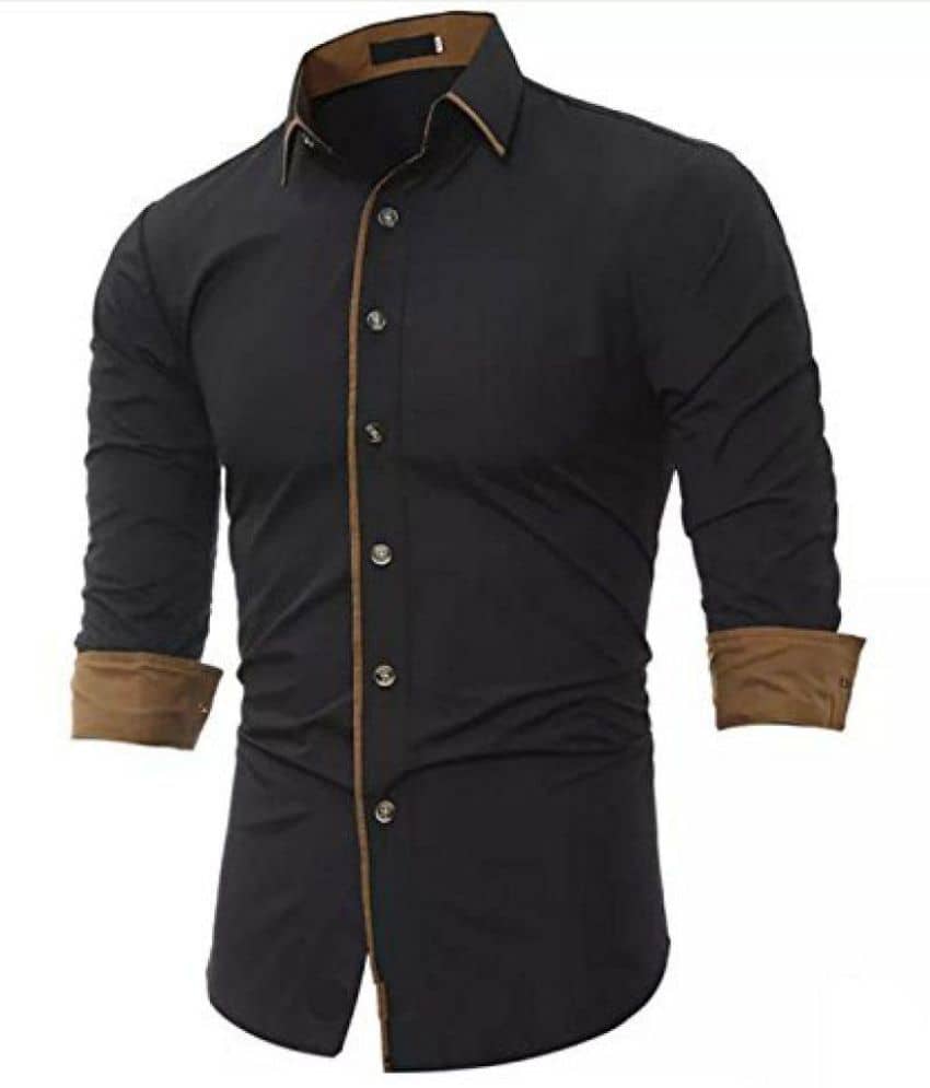 X-men Cotton Blend Black Solids Shirt