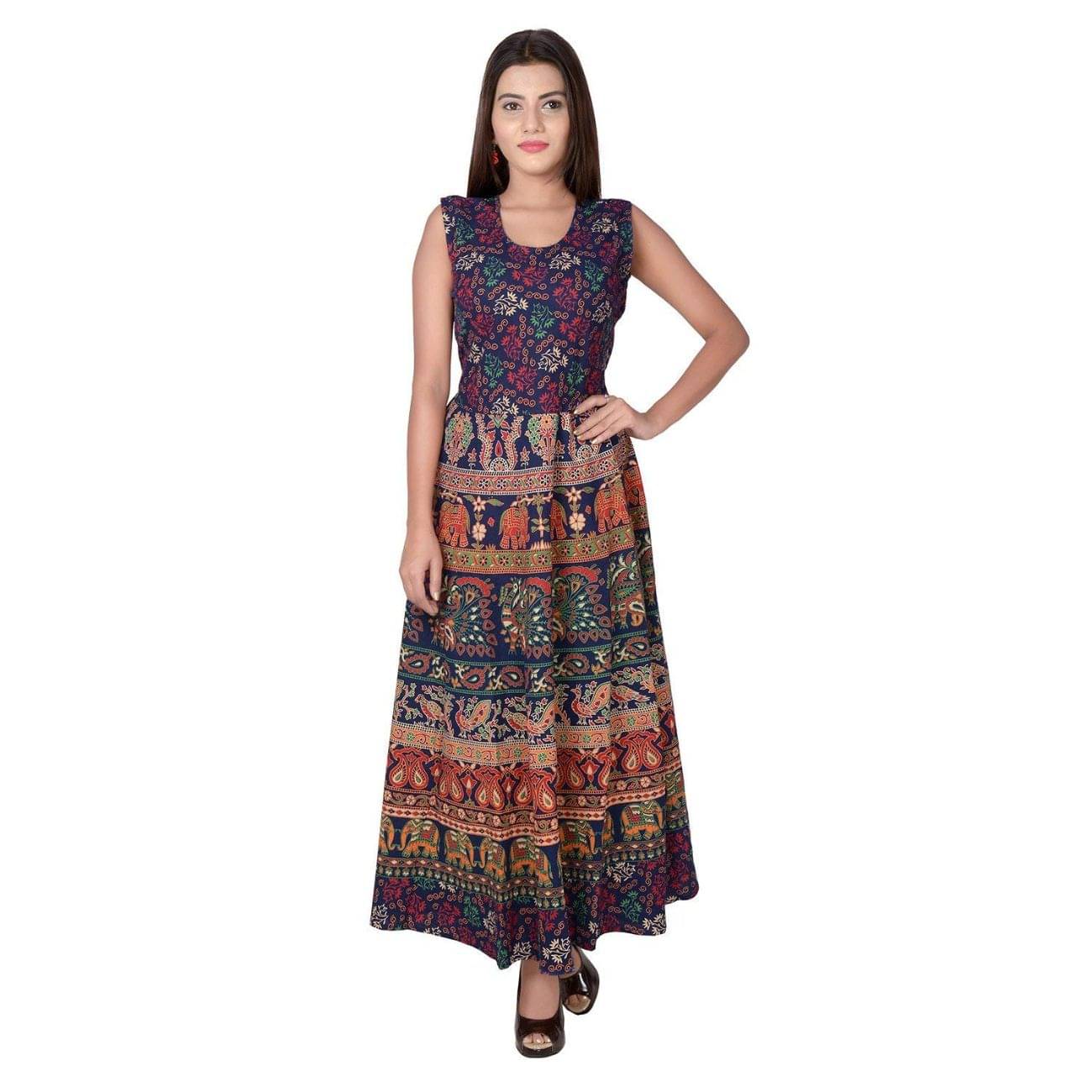 Rangun Women Cotton Ethnic Dress ( Multi Color )     			Rangun Women Cotton Ethnic Dress ( Multi Color )