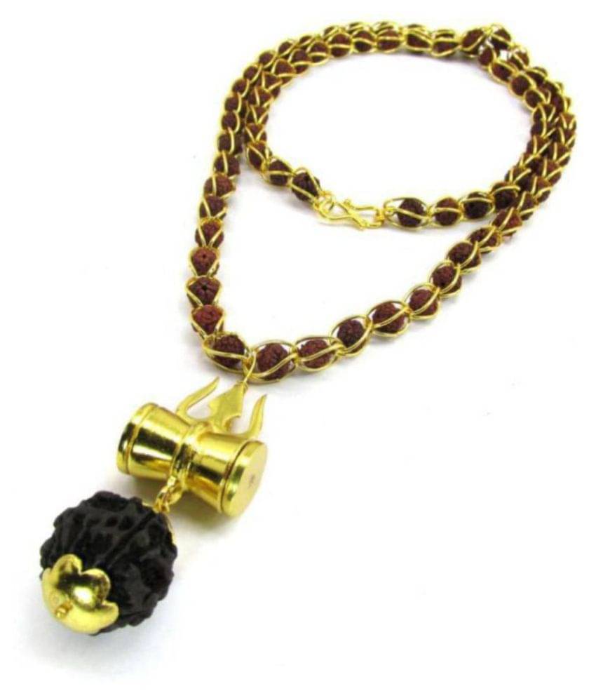 preet collection Shiv Shakti Kavach 5 Mukhi Rudraksha Mala With Shiv Trishul & Damru Brass Necklace Brass Brass Pendant preet collection Shiv Shakti Kavach 5 Mukhi Rudraksha Mala With Shiv Trishul & Damru Brass Necklace Brass Brass Pendant