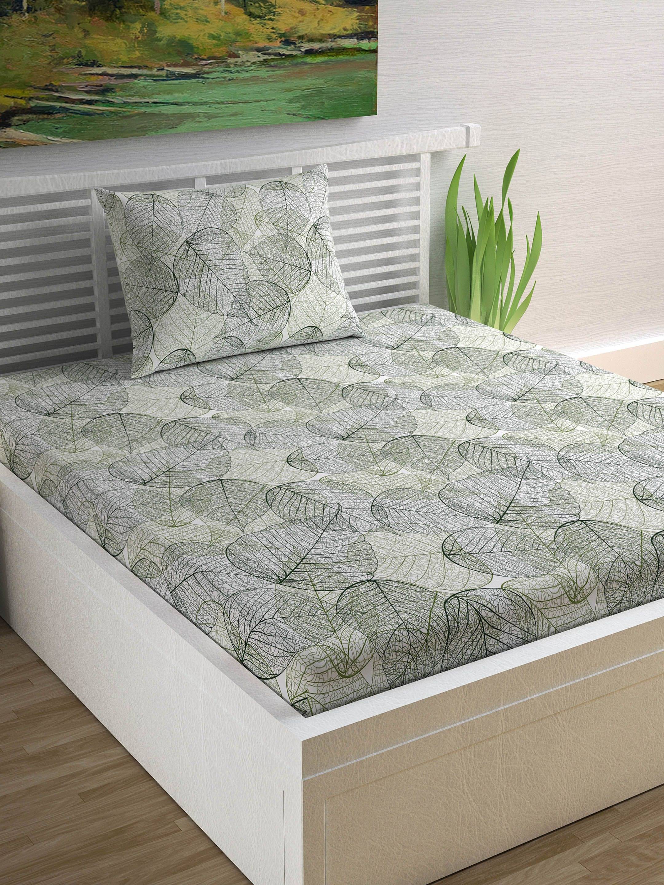 DIVINE CASA Cotton Single Bedsheet ( Green ) DIVINE CASA Cotton Single Bedsheet ( Green )