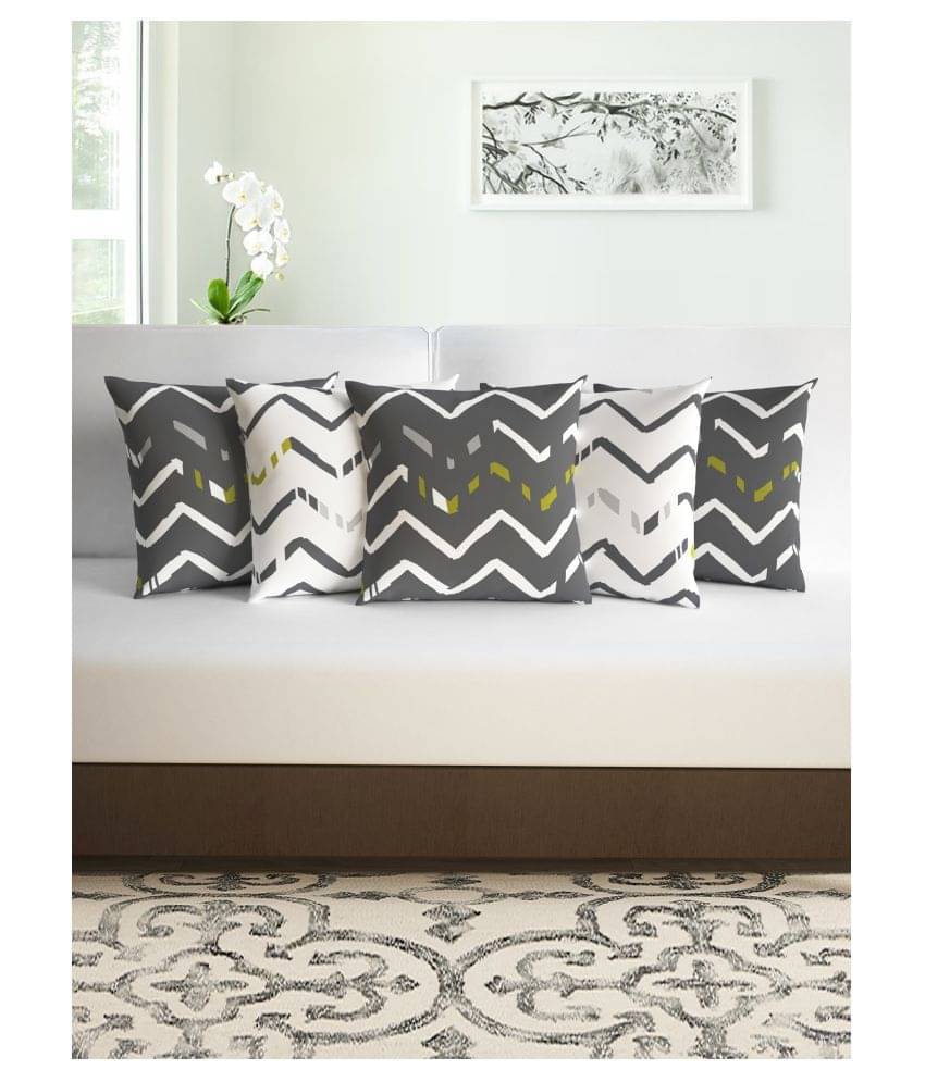     			DIVINE CASA Set of 5 Polyester Cushion Covers 40X40 cm (16X16)