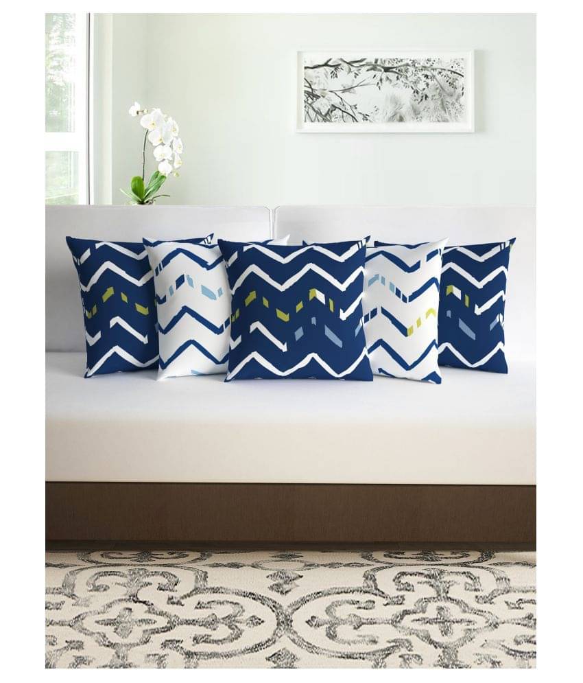     			DIVINE CASA Set of 5 Polyester Cushion Covers 40X40 cm (16X16)