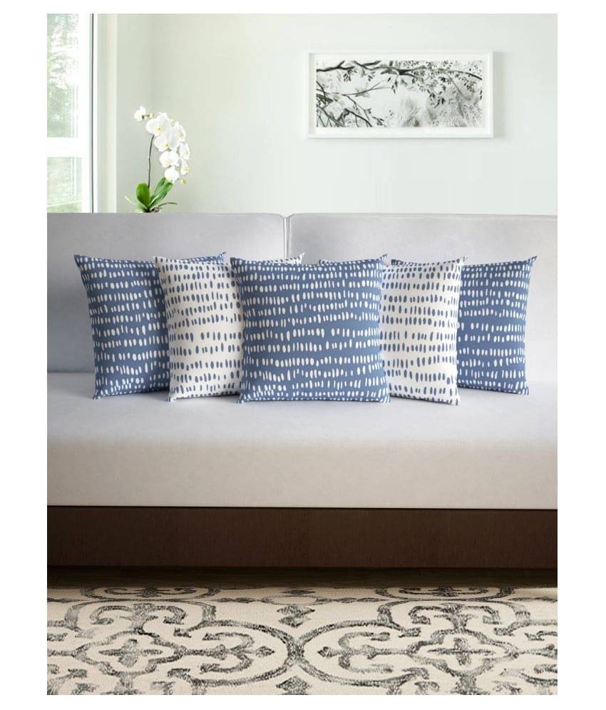 DIVINE CASA Set of 5 Polyester Cushion Covers 40X40 cm (16X16) DIVINE CASA Set of 5 Polyester Cushion Covers 40X40 cm (16X16)