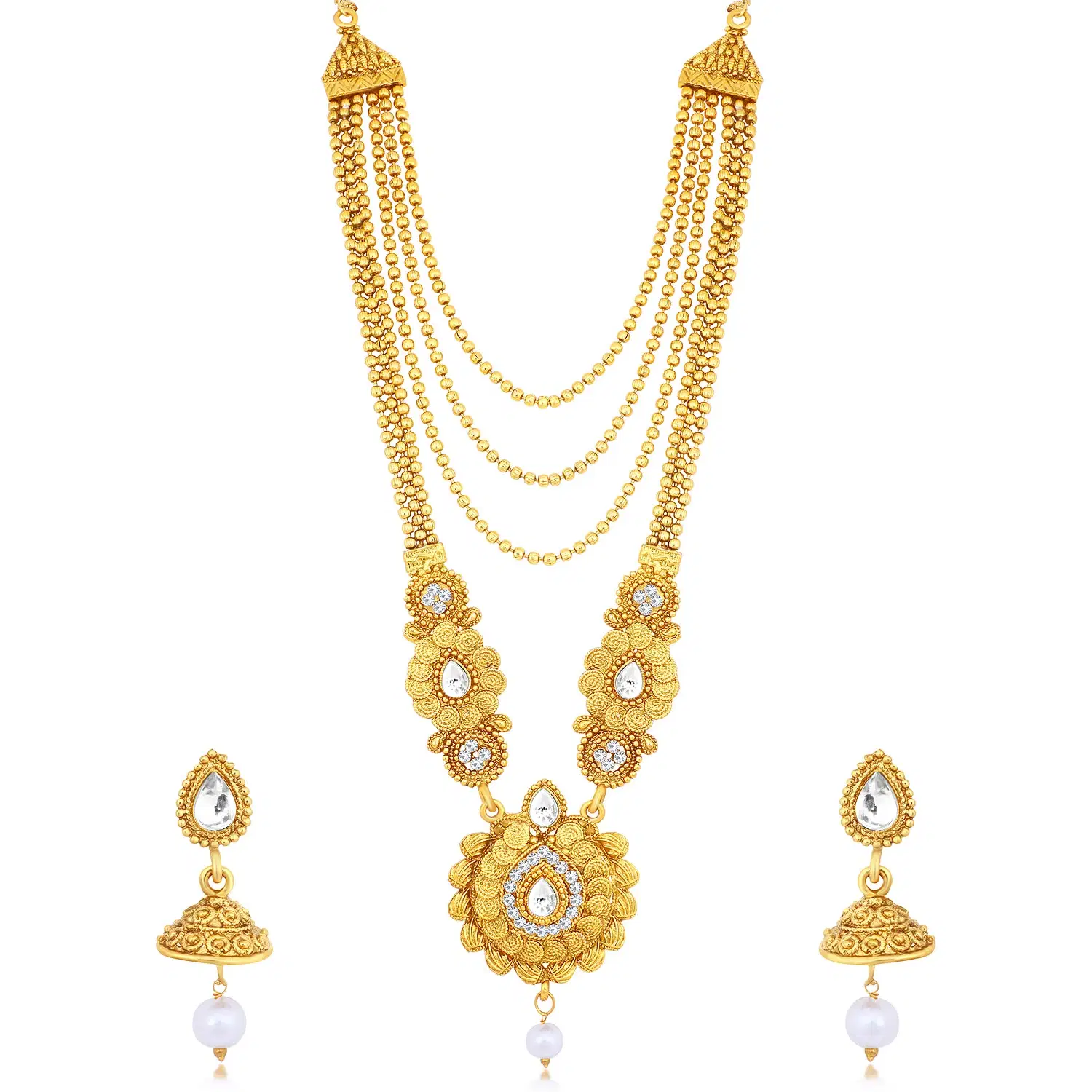 Sukkhi Alloy Golden Collar 18kt Gold Plated Necklaces Set     			Sukkhi Alloy Golden Collar 18kt Gold Plated Necklaces Set